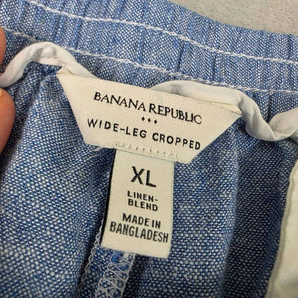 Banana Republic Antique Blue Linen Blend High Rise Wide Leg Cropped Pants XL